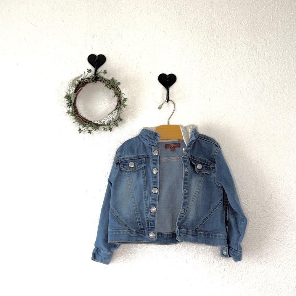Seven For All Mankind Baby Girl Denim Jacket w/ Hood | 24m - Picture 2 of 6
